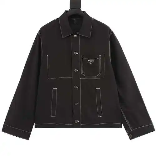 Prada PRD 24SS Chambray Pocket Long Sleeve Shirt Jacket Jacket