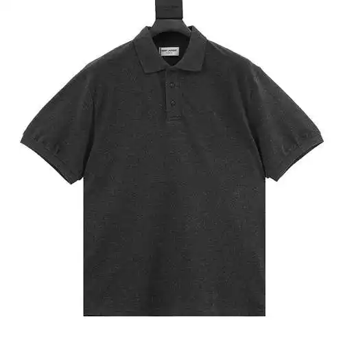 SLP Yves Saint Laurent new piqué cotton blend embroidered short-sleeved polo shirt