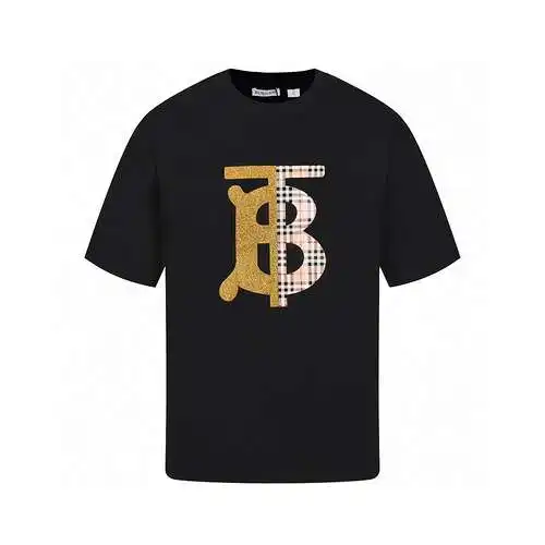 BBR Burberry 24ss primavera y verano nuevo estilo empalme estampado en caliente logo cuello redondo 