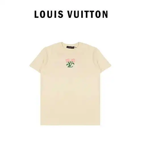 LV Louis Vuitton floral cotton short-sleeved crew neck shirt