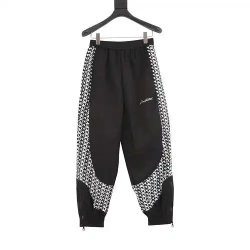 1V 24SS Houndstooth patchwork technical jogging trousers