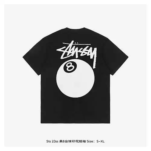 Sts 23ss negro 8 estampado billar manga corta