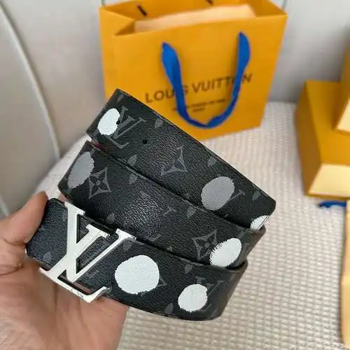 LV original men's leather belt counter quality LV men's belt ready stock wholesale width 4.0CM compl
