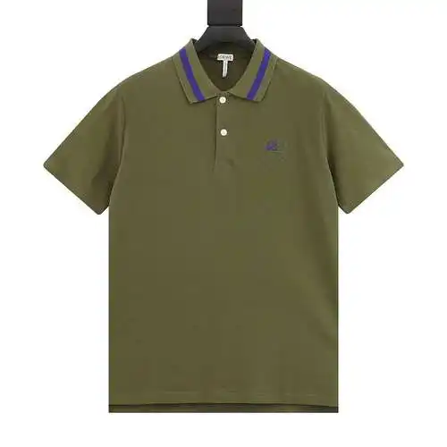 LE Loewe 23SS colorblock embroidered logo short-sleeved POLO shirt on chest