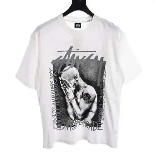STU*SSY rock character reflective lettering printed short sleeves
