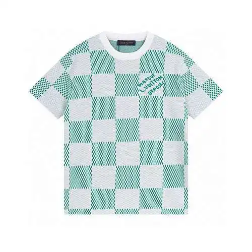 LV2024S spring and summer new DAMIER knitted short-sleeved crew neck shirt