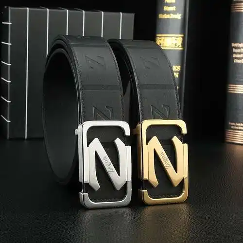 Jie@nia original men's leather belt counter quality Jie@nia men's belt ready-made wholesale width 3.