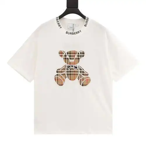 BBR teddy bear plaid patch embroidered short-sleeved T-shirt