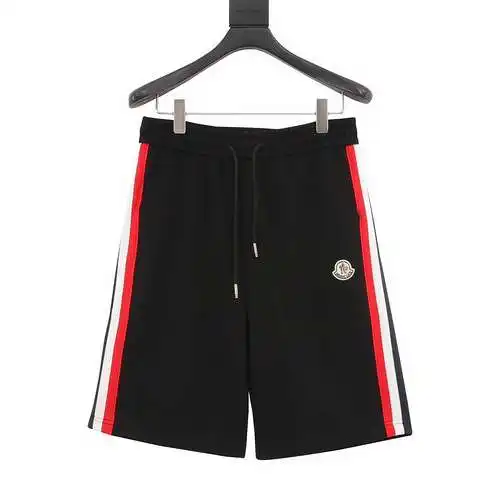 MC masked logo red, blue and white striped web shorts