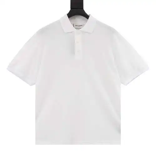 SLP Yves Saint Laurent new piqué cotton blend embroidered short-sleeved polo shirt