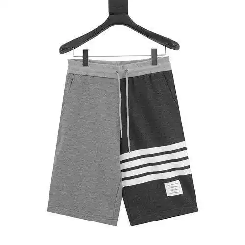 TB black and gray double patch yarn-dyed shorts