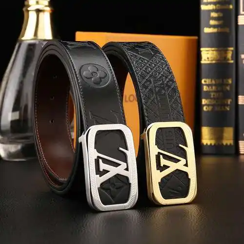 LV original men's leather belt counter quality LV men's belt ready stock wholesale width 3.8CM compl
