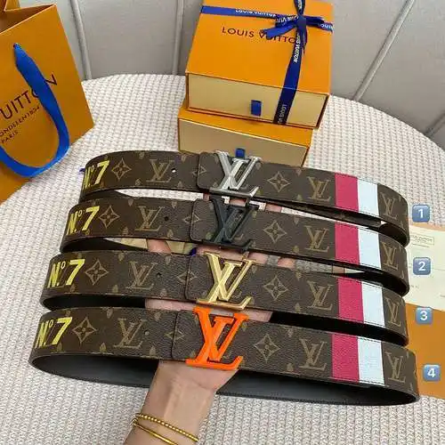 LV original men's leather belt counter quality LV men's belt ready stock wholesale width 4.0CM compl