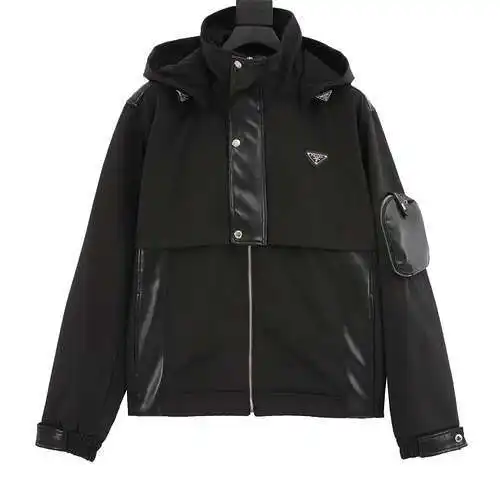 PRD Prada triangle logo patchwork hooded jacket