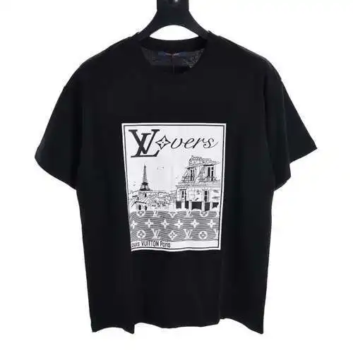LV logo tower square print short-sleeved T-shirt