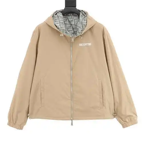 Fendi FD 24SS Green FF Reversible Nylon Jacket Hooded Jacket