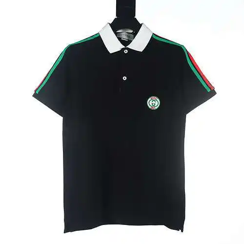 GUC GUC Red and Green Striped Pocket 1921 Short Sleeve Polo Shirt
