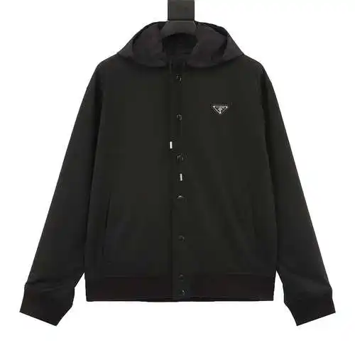 Prada PRD 24ss logo baseball hooded cardigan jacket
