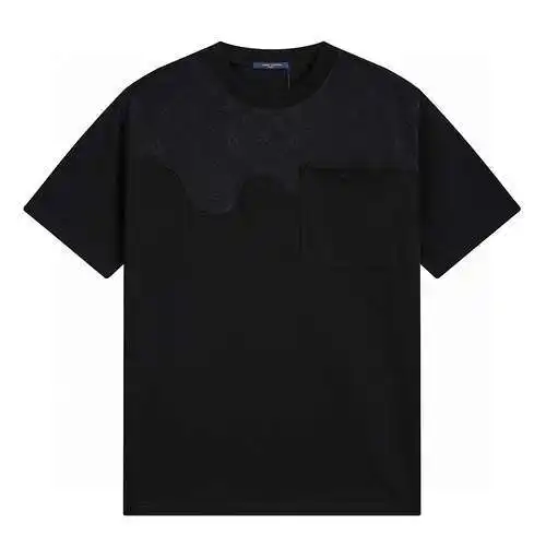 Louis Vuitton/LV new summer style pocket embossed stitching logo jacquard design round neck short sl