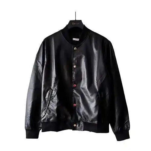 GVC Givenchy 24 nueva chaqueta de cuero con letras grandes bordadas en cadena en la espalda