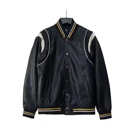 GVC Givenchy chaqueta béisbol de cuero con botonadura simple