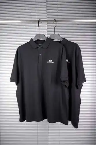 BLCG Paris doble B logo pequeño bordado polo manga corta negro