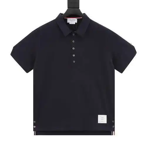 TB24 nueva camisa POLO de manga corta con botones de concha de color sólido