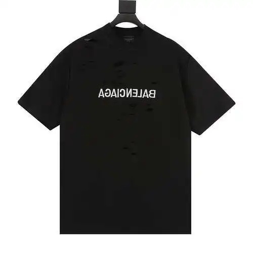 Camiseta de manga corta rasgada con letras bordadas al revés BLCG 24ss