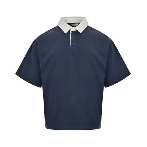 Bottega Veneta/BV Polo retro contraste denim azul lavado manga corta