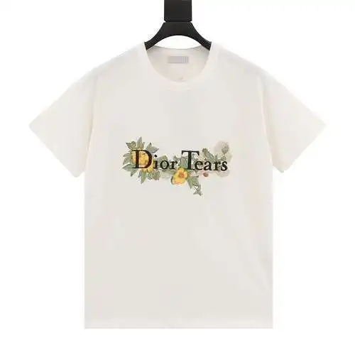 Camiseta de manga corta con letras florales bordadas CD 24SS