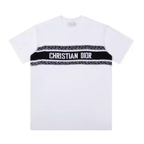 CD Dior camiseta clásica de manga corta de lana de punto jacquard con tiras con logo logo nuevo