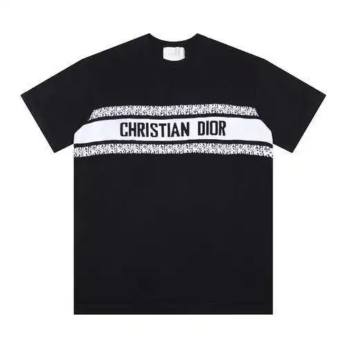 CD Dior camiseta clásica de manga corta de lana de punto jacquard con tiras con logo logo nuevo