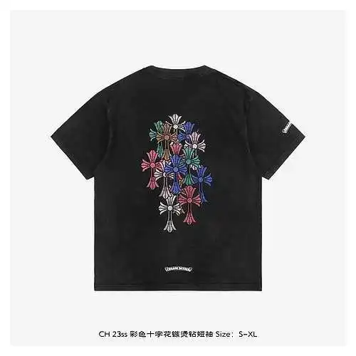 CH 23ss mangas cortas con diamantes de imitación y flores cruzadas de colores