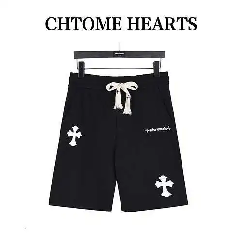 CH Cuervo pantalones cortos cruzados de cuero con letras bordadas y corazones