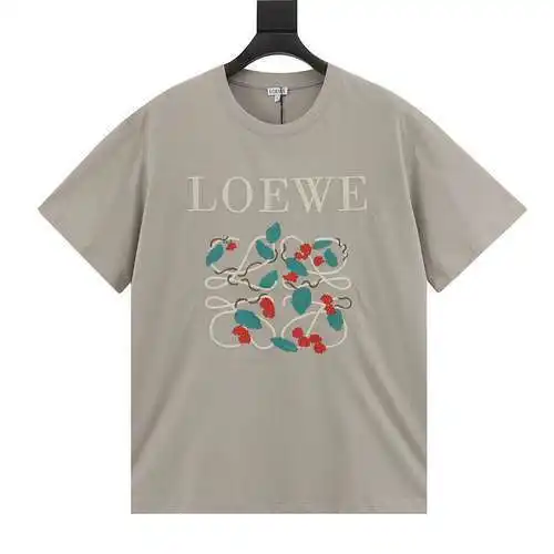 LE/Loewe bordado floral cuello redondo manga corta
