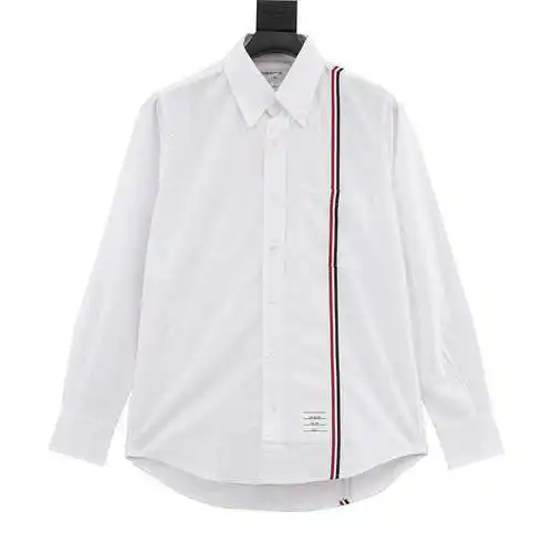 Camisa TB Oxford de manga larga con diseño tribanda a rayas