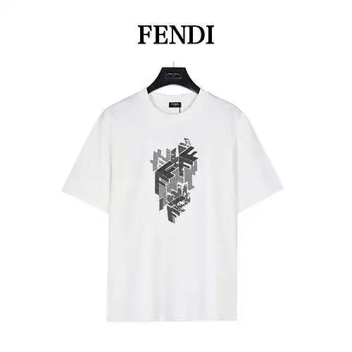 Camiseta de manga corta con bordado en contraste y lentejuelas FD Fendi 24ss 3D