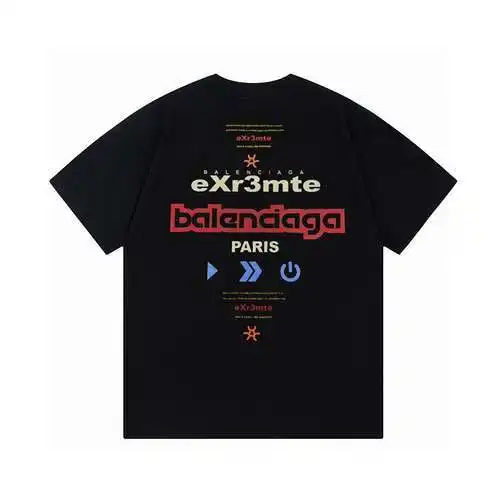 BLCG Balenciaga nueva camiseta de manga corta con LOGO colorido tridimensional flocado