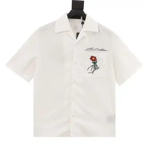 Camisa de manga corta con bordado floral de nuevo estilo 1V 24