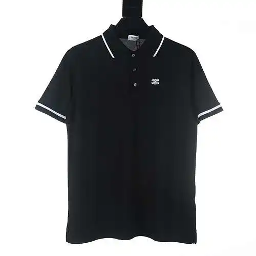 Celine CE clásico Arco de Triunfo bordado POLO de manga corta negro