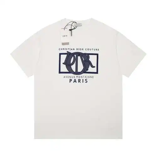 CD Dior 2024 última camiseta de manga corta con cuello redondo bordado con parche Big O