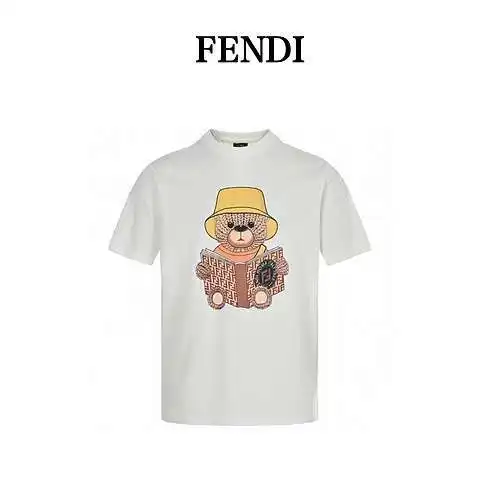 FD Fendi 23ss manga corta con estampado de oso de lana