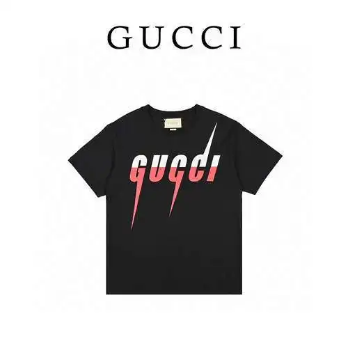 G Gucci 19ss logo relámpago estampado manga corta