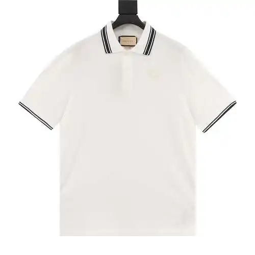 G Home 24 nuevo estilo polo de manga corta bordado entrelazado con cuello empalmado a rayas GG