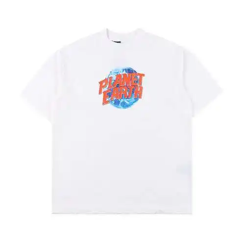 Balenciaga BLCG 24SS camiseta de manga corta lavada y desgastada con estampado de tierra