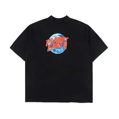 Balenciaga BLCG 24SS camiseta de manga corta lavada y desgastada con estampado de tierra