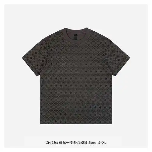 CH 23ss patrón oscuro estampado cruzado manga corta
