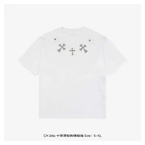 Mangas cortas bordadas con diamantes calientes cruzados CH 24ss