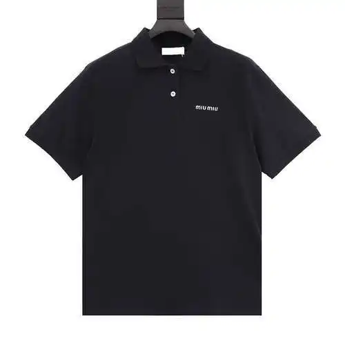 MIUMIU Miu Miu MM 24 nuevo estilo polo de manga corta de algodón piqué bordado pequeño