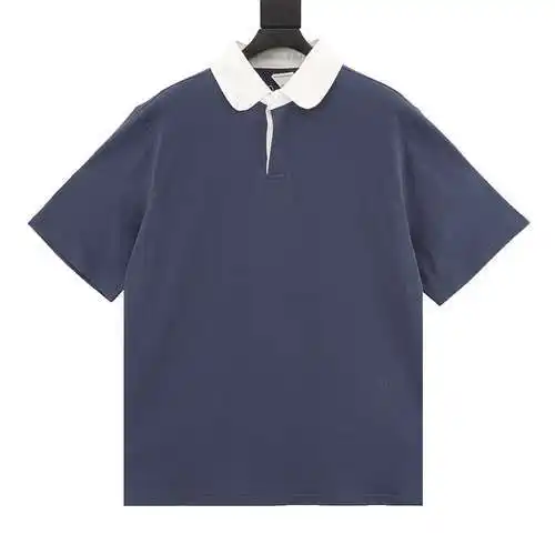 Polo de manga corta de punto lavado con cuello en contraste de nuevo estilo BV 24